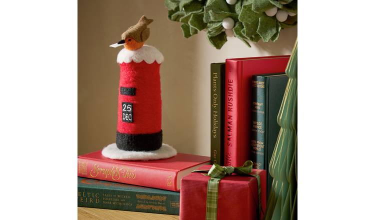 Argos Home Felt Post Box with Robin Christmas Table Ornament