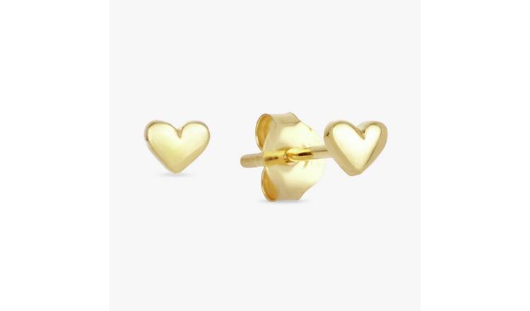 Revere Gold Plated Silver Plain Dainty Heart Stud Earrings