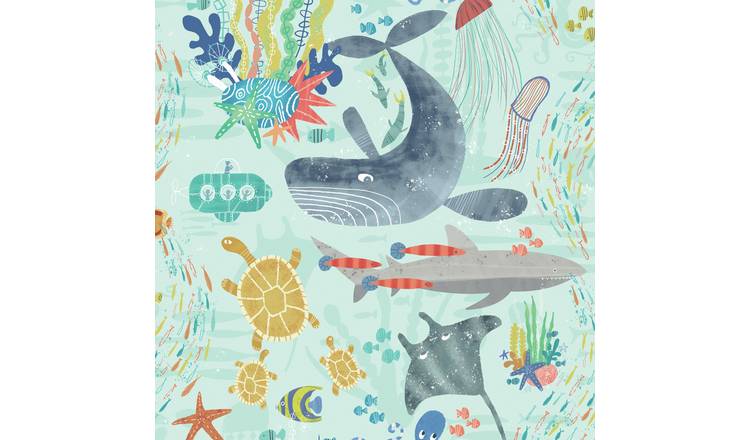 Ohpopsi Beneath The Waves Ocean Multicolour Wallpaper