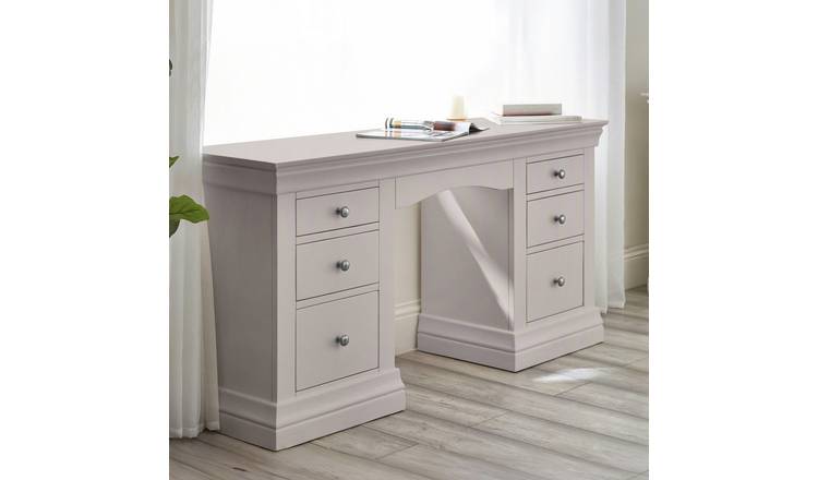 Julian Bowen Clermont 6 Drawer Dressing Table - Light Grey