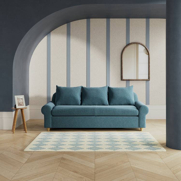 Habitat Whitby Fabric 4 Seater Sofa - Blue - Ash Leg 0