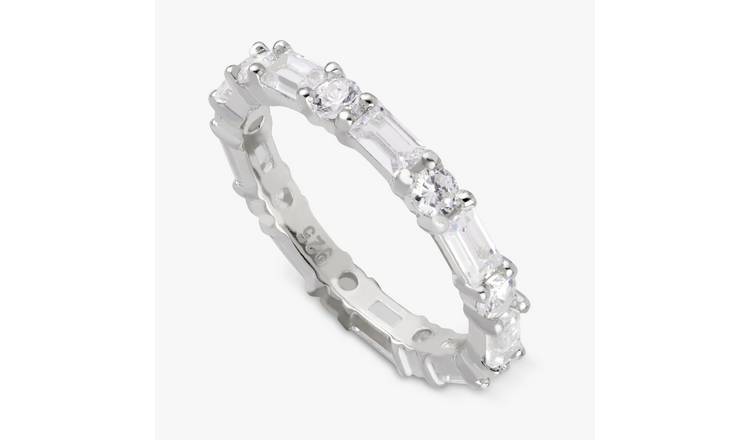 Revere Sterling Silver Baguette Eternity Band Ring - Medium