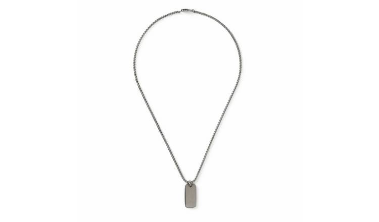 Uncommon Souls Silver Tone Dog Tag Pendant Necklace