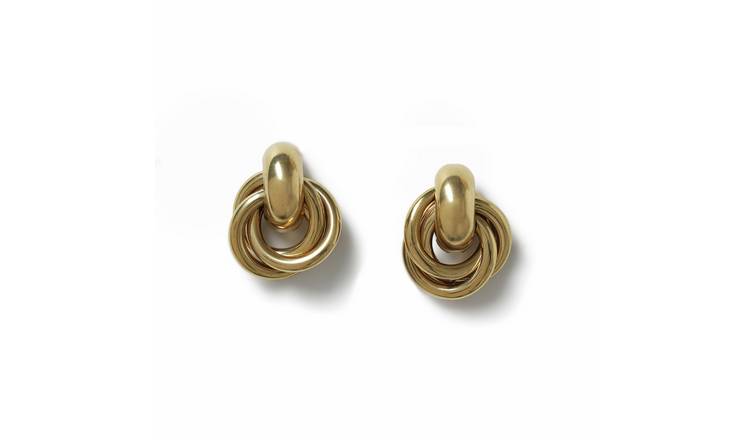 Freedom Stainless Steel Gold Knot Stud Earrings