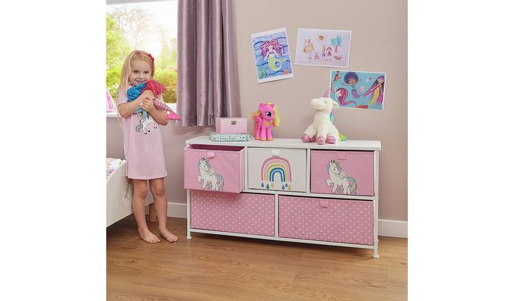 Liberty House Toys Kids Unicorn 5 Drawer Storage Unit - Pink