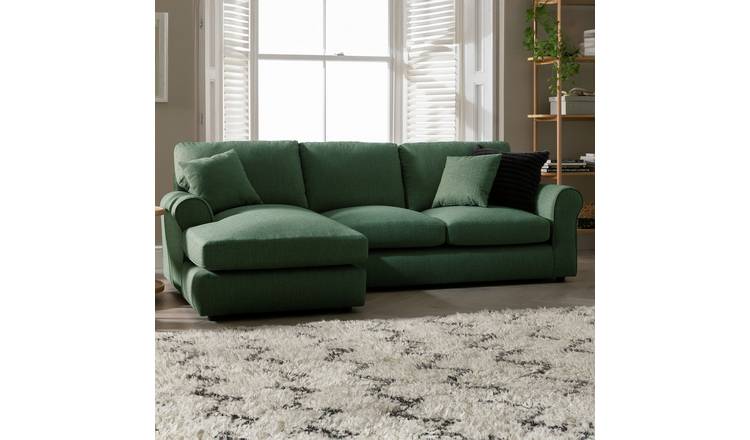 Argos Home Lisbon Fabric Left Hand Corner Chaise Sofa - Green