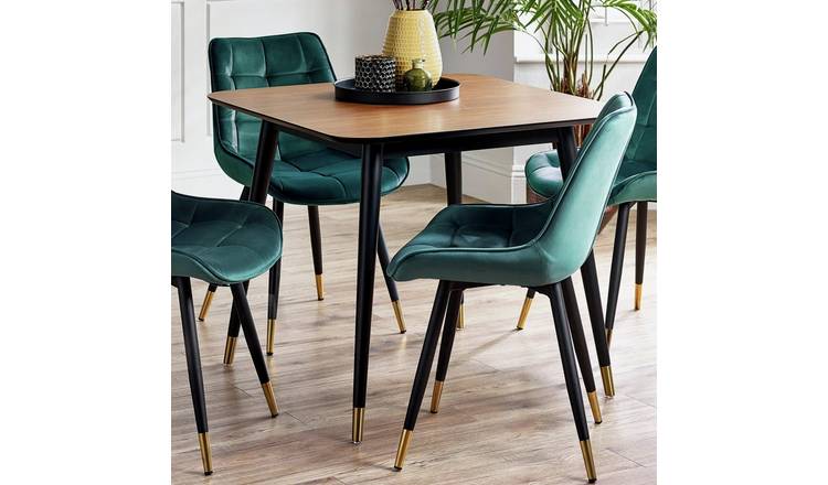 Julian Bowen Findlay 4 Seater Dining Table - Walnut & Black