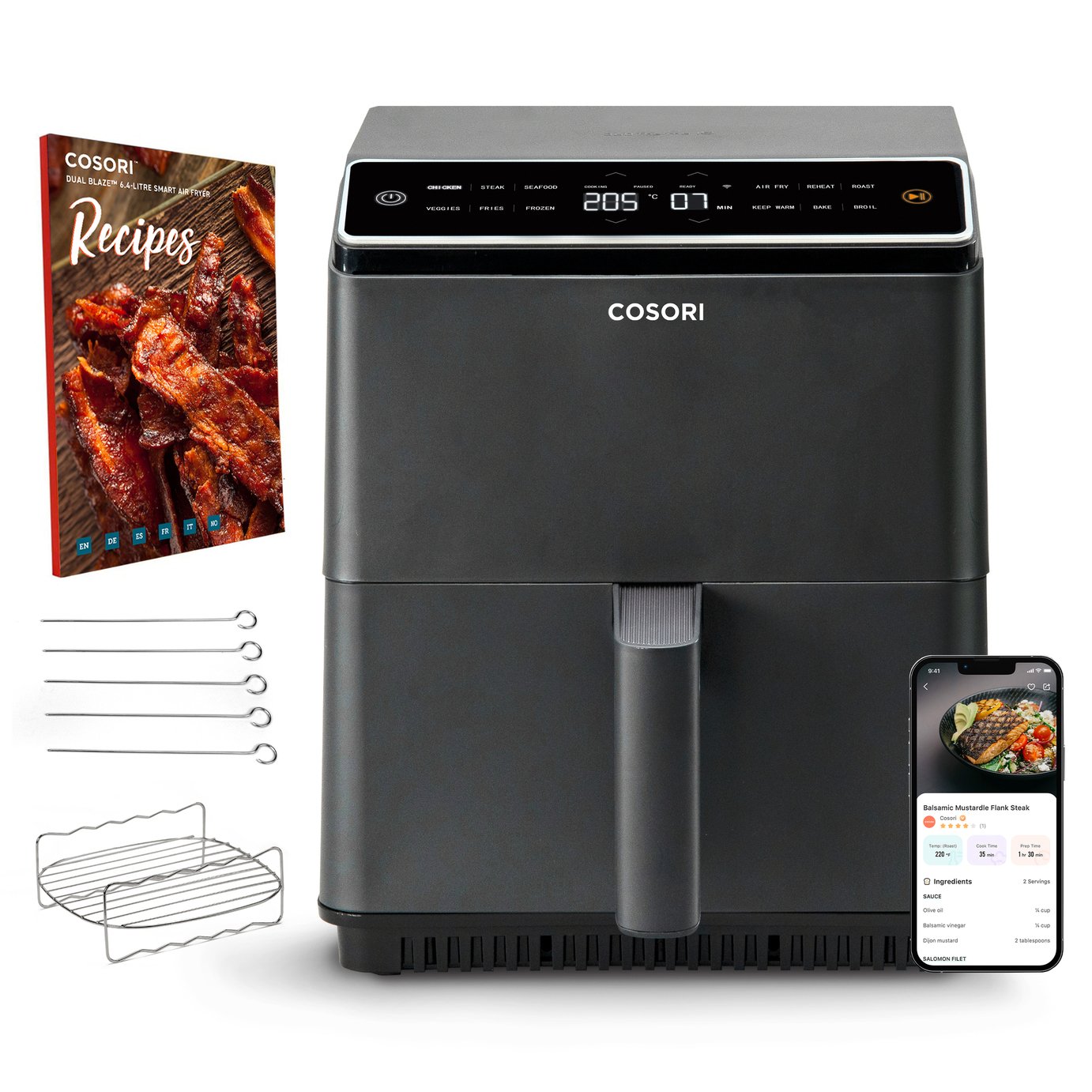 COSORI Dual Blaze CAFP584SKUKR 6.4L Air Fryer - Black
