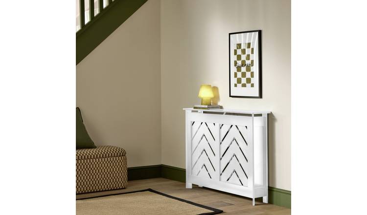 Habitat Chevron Small Radiator Cover - White