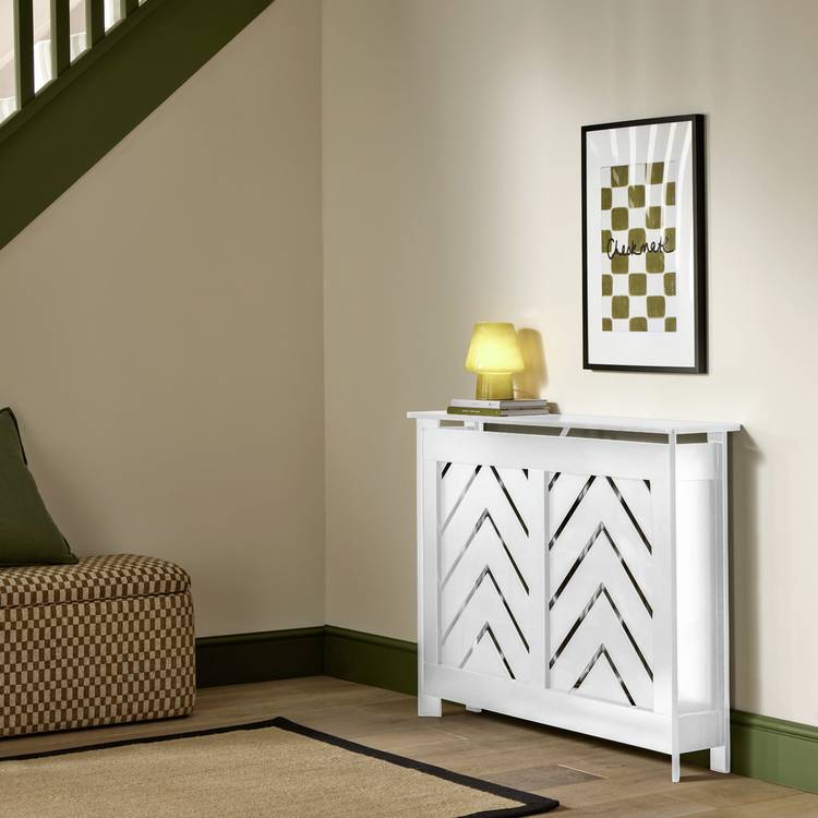Habitat Chevron Small Radiator Cover - White 0