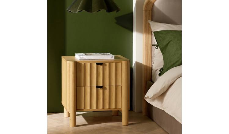 Habitat Heena 2 Drawer Bedside Table - Natural Wood