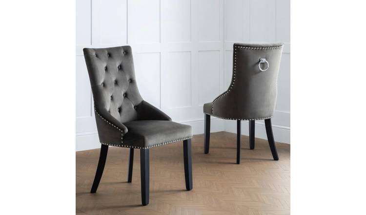 Julian Bowen Veneto Pair of Velvet Dining Chairs - Grey