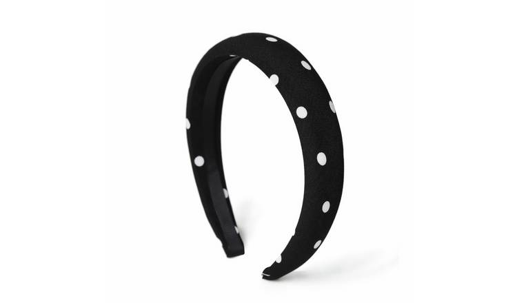 Freedom White Polka Dot Black Headband