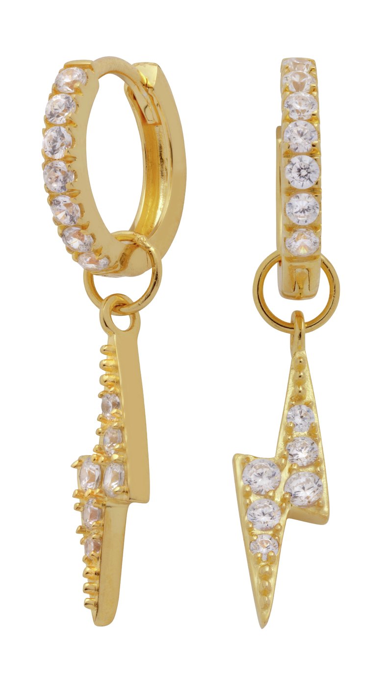 Revere 9ct Gold Plated Cubic Zirconia Bolt Huggie Earrings Review