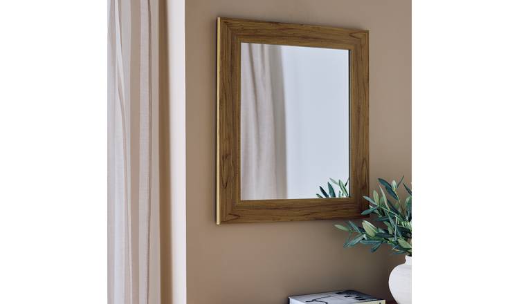Argos Home Ribbed Wooden Wall Mirror - 62x52cm