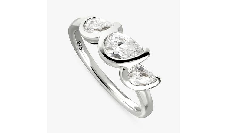 Revere Sterling Silver Pear Trilogy Fashion Ring - Small