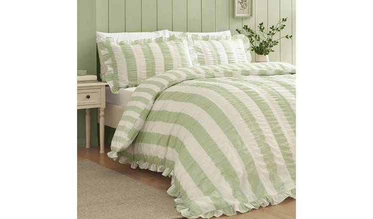 Catherine Lansfield Seersucker Green Bedding Set - Double