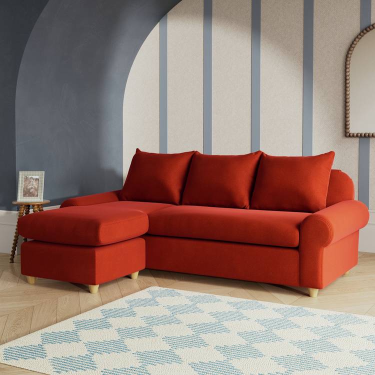 Habitat Whitby Reversible Chaise Sofa - Burnt Orange-Ash Leg 0