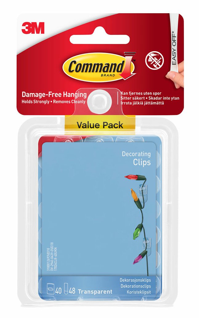Command Clear Decorating Clips with Clear Strips