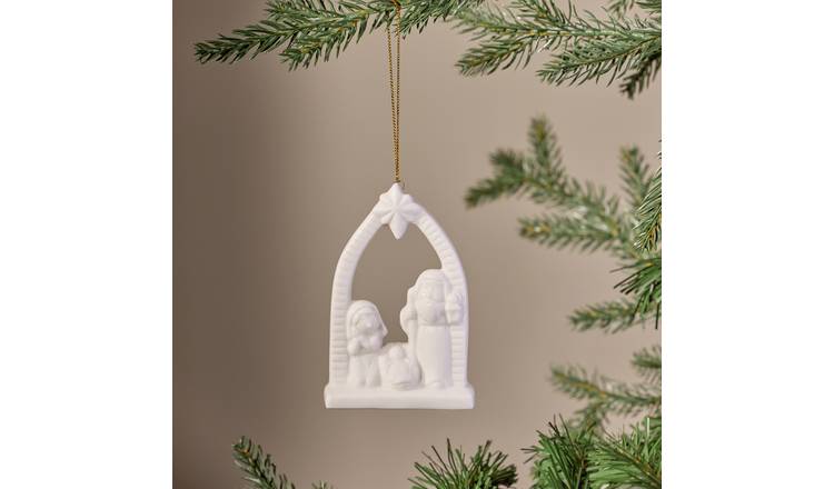 Argos Home Ceramic Nativity Scene Hanging Christmas Ornament