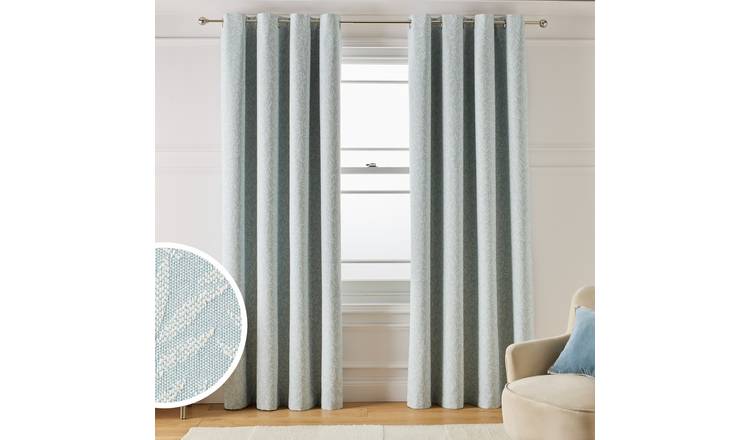 Argos Home Blackout Jacquard Eyelet Curtains-Blue- 168x183cm