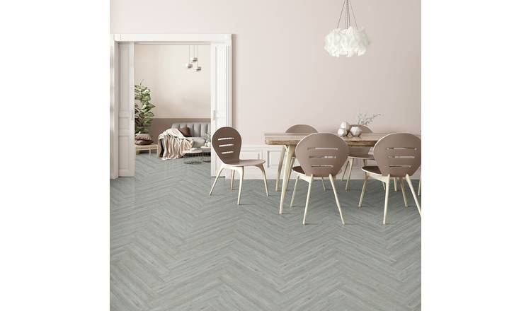 Kraus Owsten Herringbone Vinyl Floor Tiles - Grey