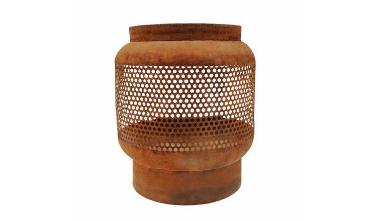 Ivyline Metal Outdoor Tall Buttermere Basket Fire Pit - Rust