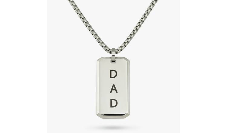 Revere Men's Stainless Steel Rectangular DAD Dog Tag Pendant