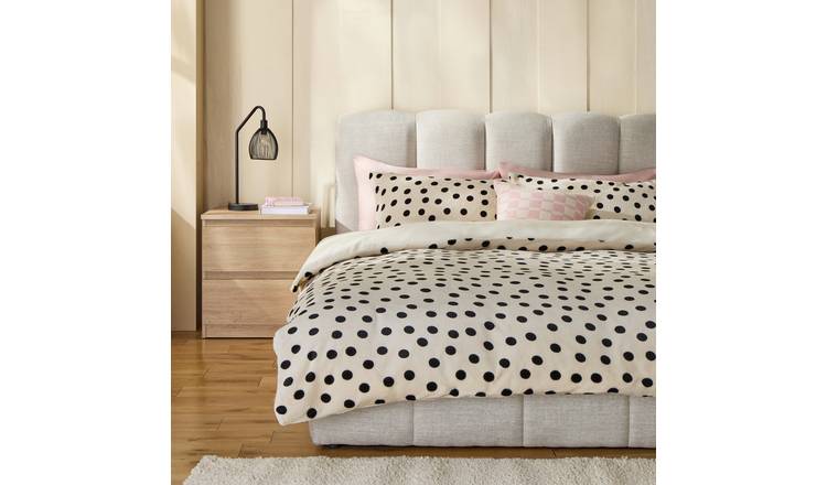 Argos Home Fleece Spot White Bedding Set - Single
