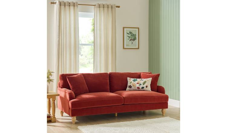 Argos Home Cynthia Fabric 3 Seater Sofa - Rust
