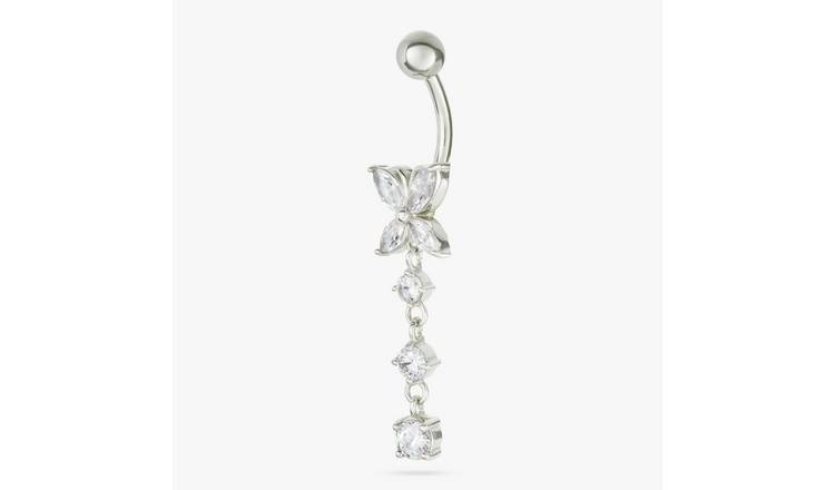 Revere Surgical Steel Cubic Zirconia Flower Belly Bar