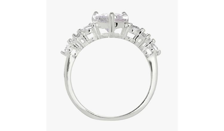 Revere Sterling Silver Heart Cubic Zirconia Ring - Medium