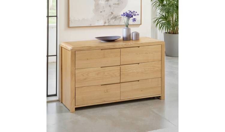 Julian Bowen Curve 6 Drawer Chest - Light Oak