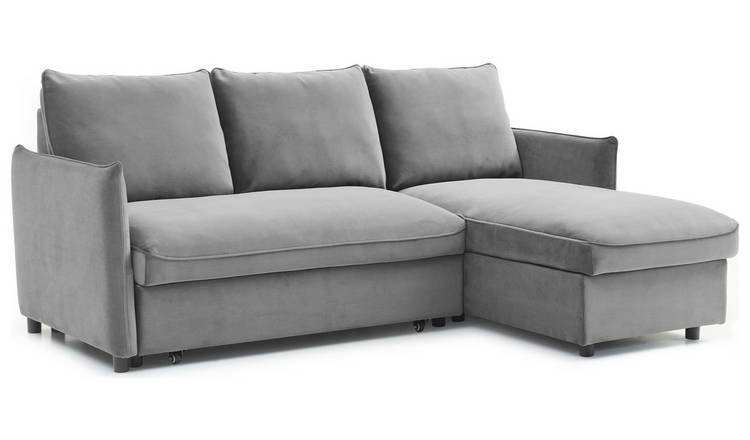 Kyoto Ruben Velvet Corner Sofa Bed - Grey