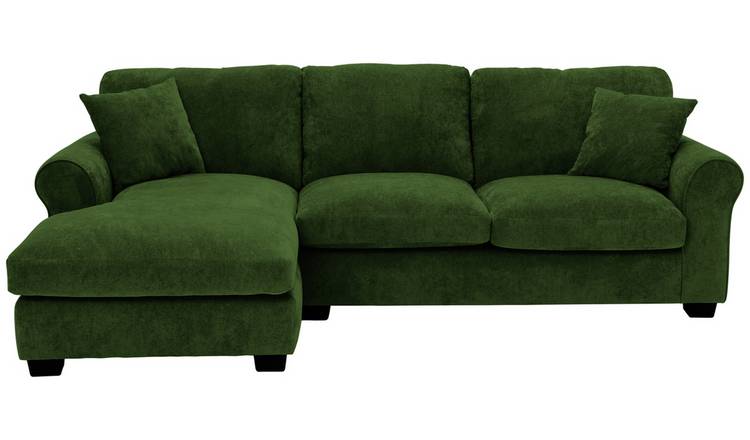 Args Home Taylor Fabric Left Hand Chaise Corner Sofa - Green