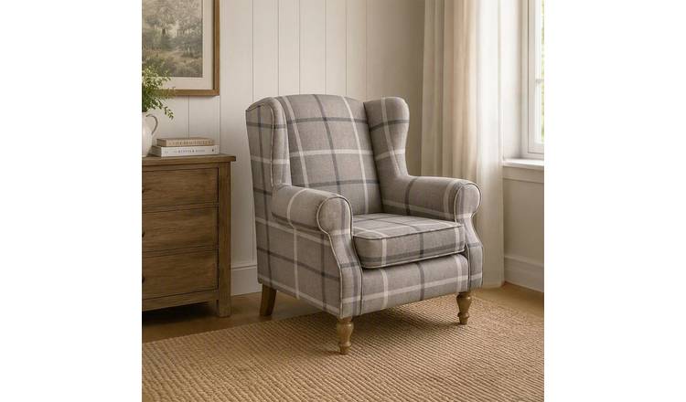 Argos Home Country Wingback Armchair - White and Grey