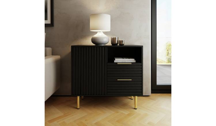 GFW Nervata 1 Door 2 Drawer Sideboard – Black