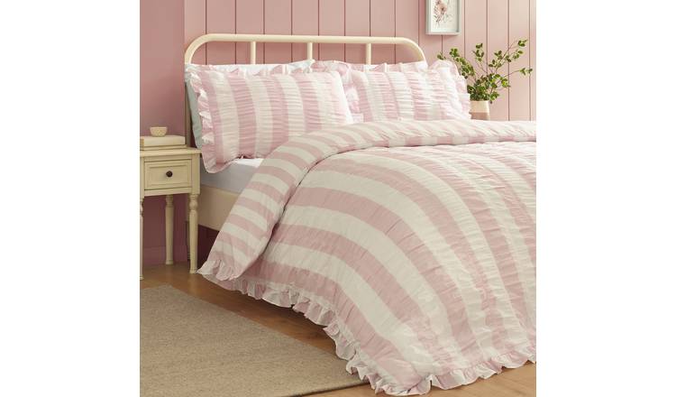 Catherine Lansfield Seersucker Pink Bedding Set - Double