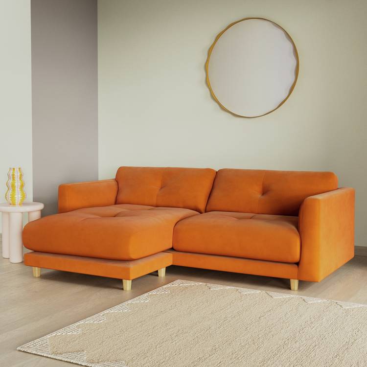Habitat Emely Reversible Chaise Sofa - Orange - Ash Leg 0