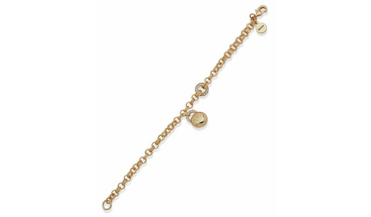 DKNY Gold Tone Pave Logo Lock Flex Bracelet