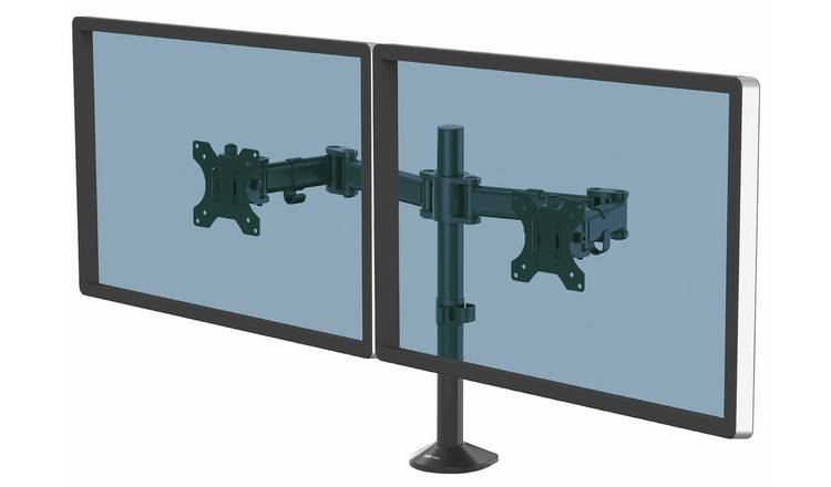 Fellowes Reflex Dual Monitor Arm for Up to 27 Inch Monitors - Black