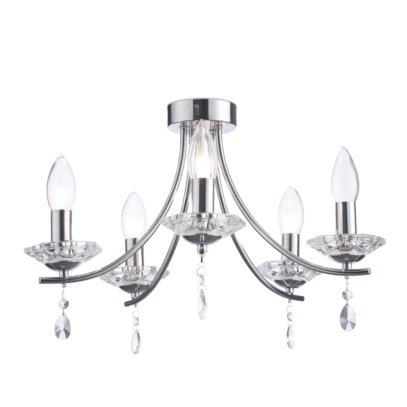 SPA 5 Light Semi Flush Bathroom Chandelier -Glass and Chrome Review