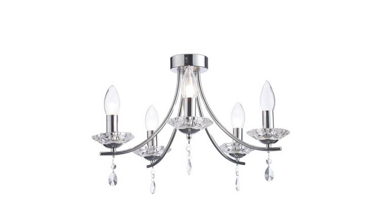 Buy SPA 5 Light Bathroom Semi Flush Chandelier - Glass & Chrome ...