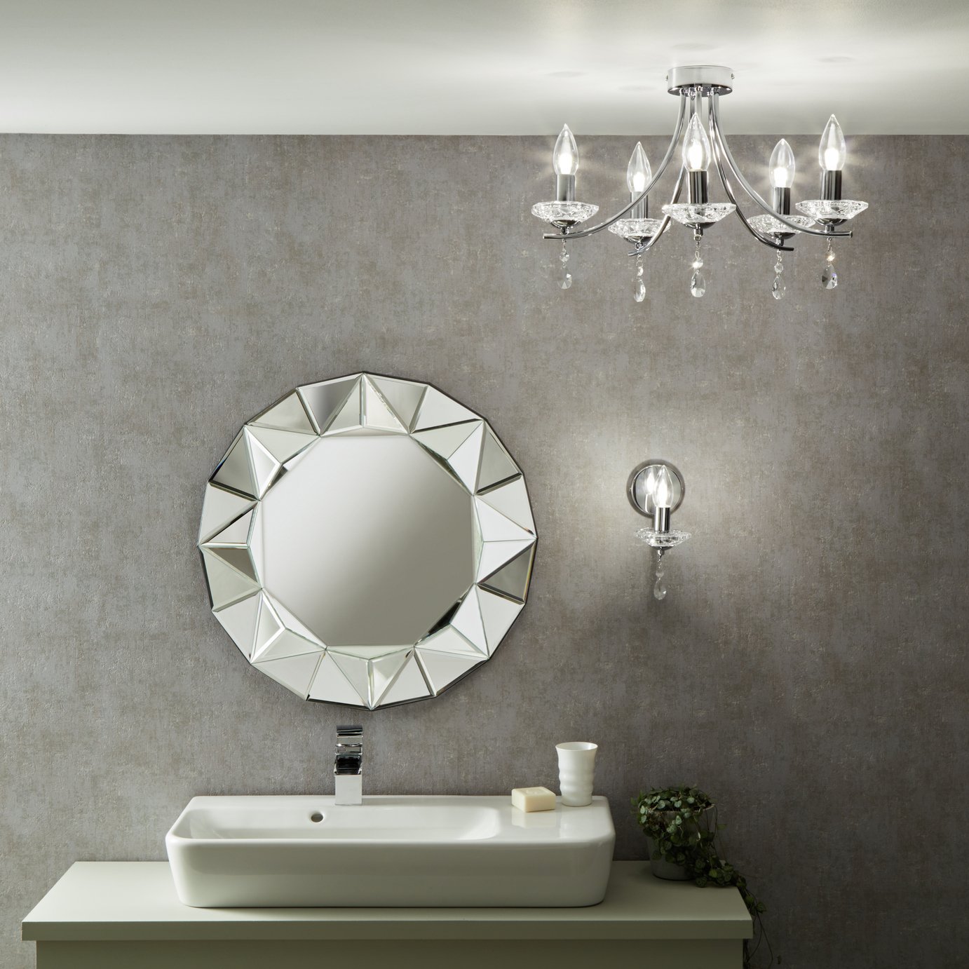 SPA 5 Light Semi Flush Bathroom Chandelier -Glass and Chrome Review