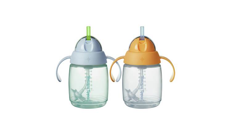 Tommee Tippee Trainer Baby Bottle with Straw Cup x 2 Blue