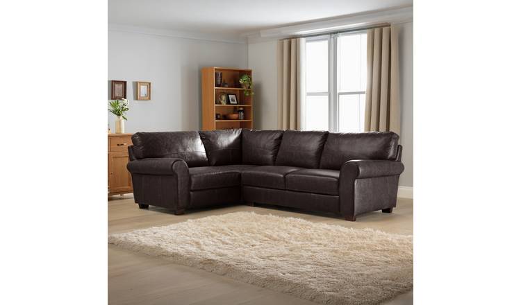 Argos Home Salisbury Faux Leather LH Corner Sofa - Chocolate