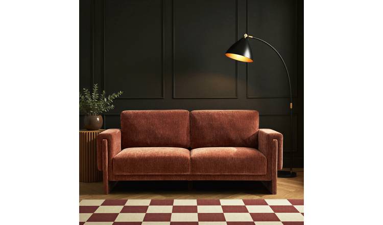 Habitat Zed Velvet 3 Seater Sofa - Rust