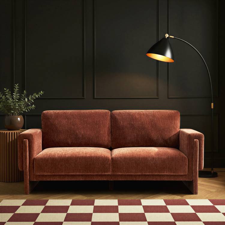 Habitat Zed Velvet 3 Seater Sofa - Rust 0