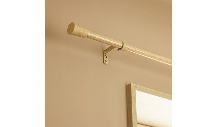Argos Home Extendable Metal Trumpet Light Oak Curtain Pole - 165 - 300cm