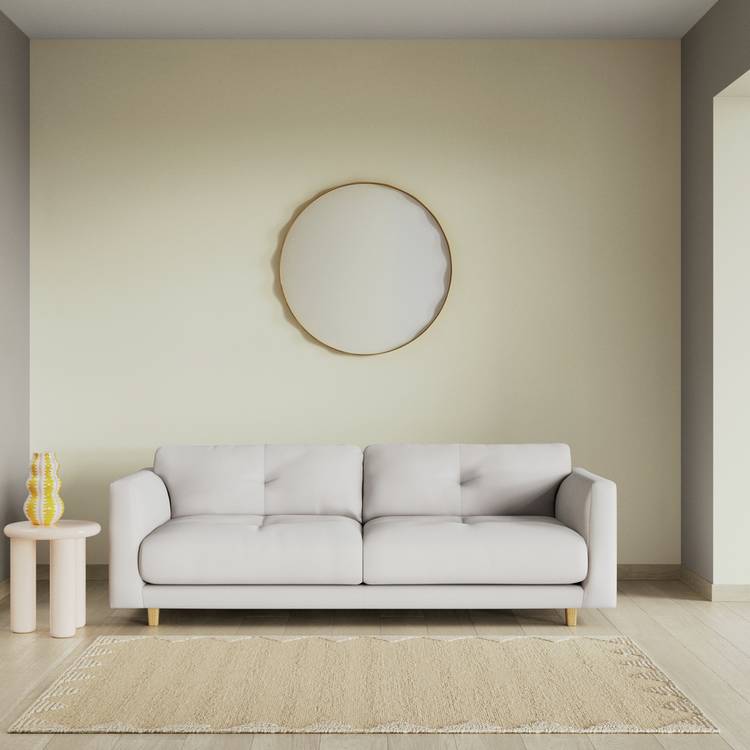 Habitat Emely Fabric 3 Seater Sofa - Natural - Ash Leg 0